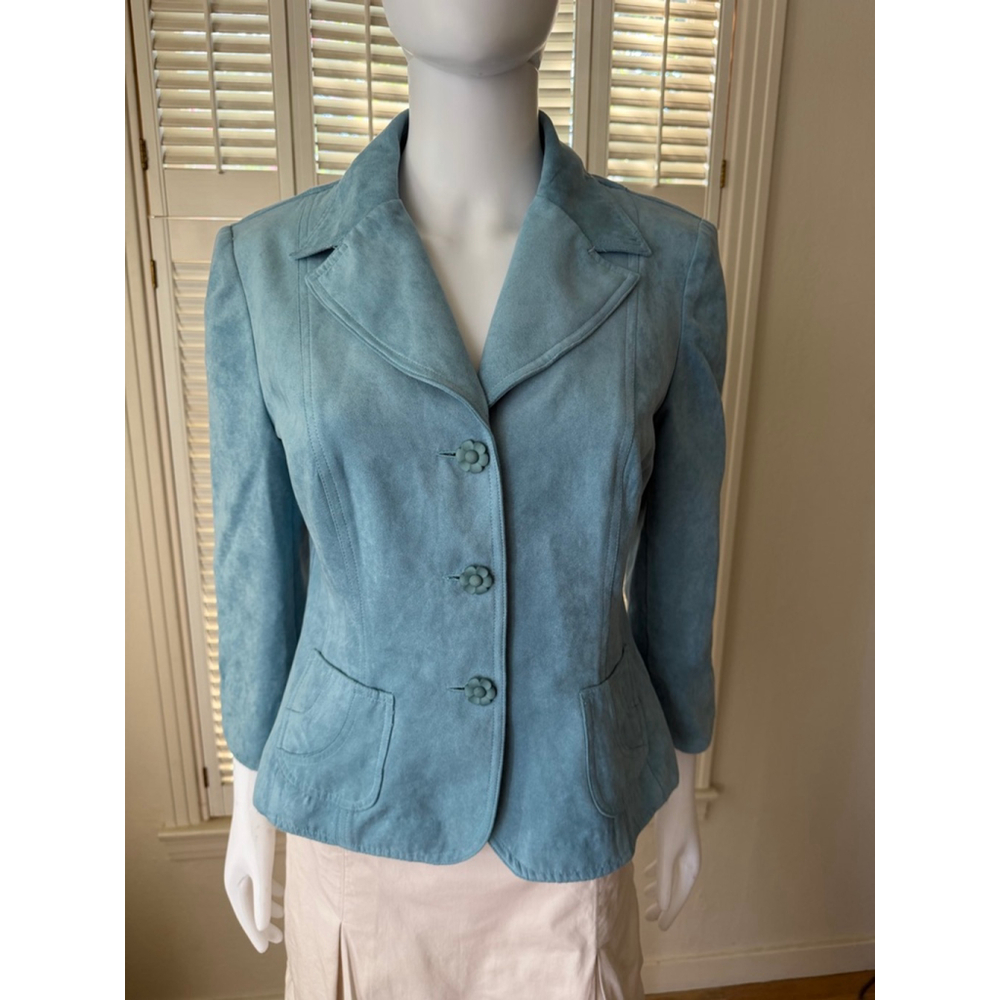 Dressbarn Blue Faux Suede Blazer Size 8‎